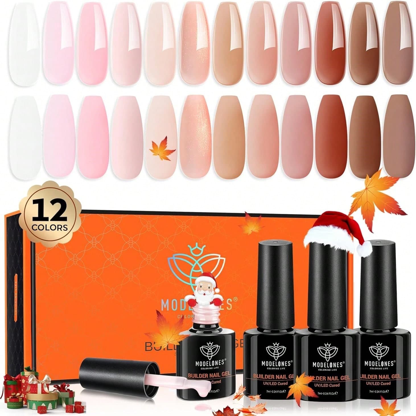modelones 12 Pcs Gel Construction Ongle UV, Rosa Nude Blanc Builder Gel,Gummy Base Pose Americaine, UV/LED Ongles , Extensions, Réparation, Vernis