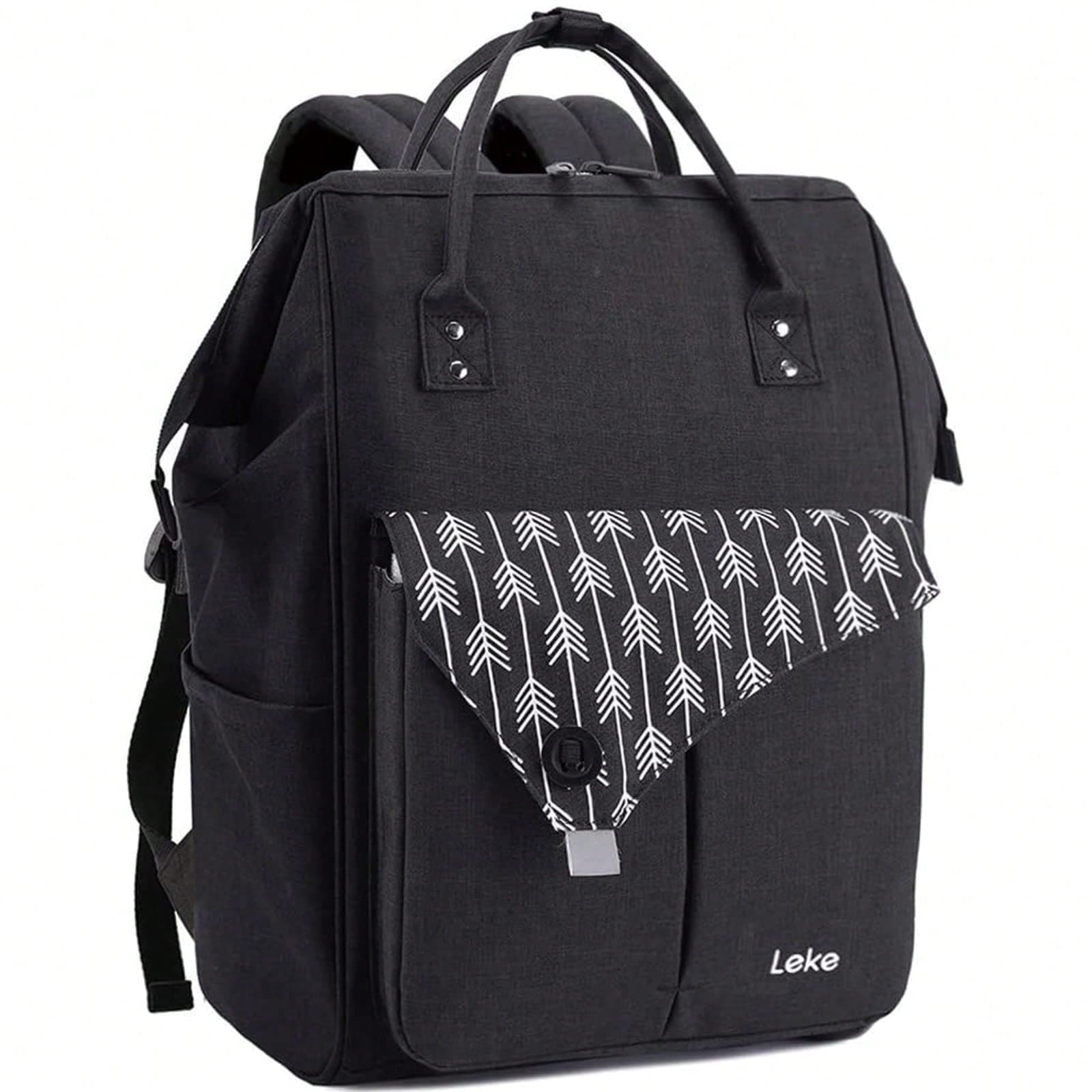 Lekesky Sac à dos pour femme pour l'école, l'université, les voyages, les loisirs, avec compartiment pour ordinateur portable et poche antivol, noir
