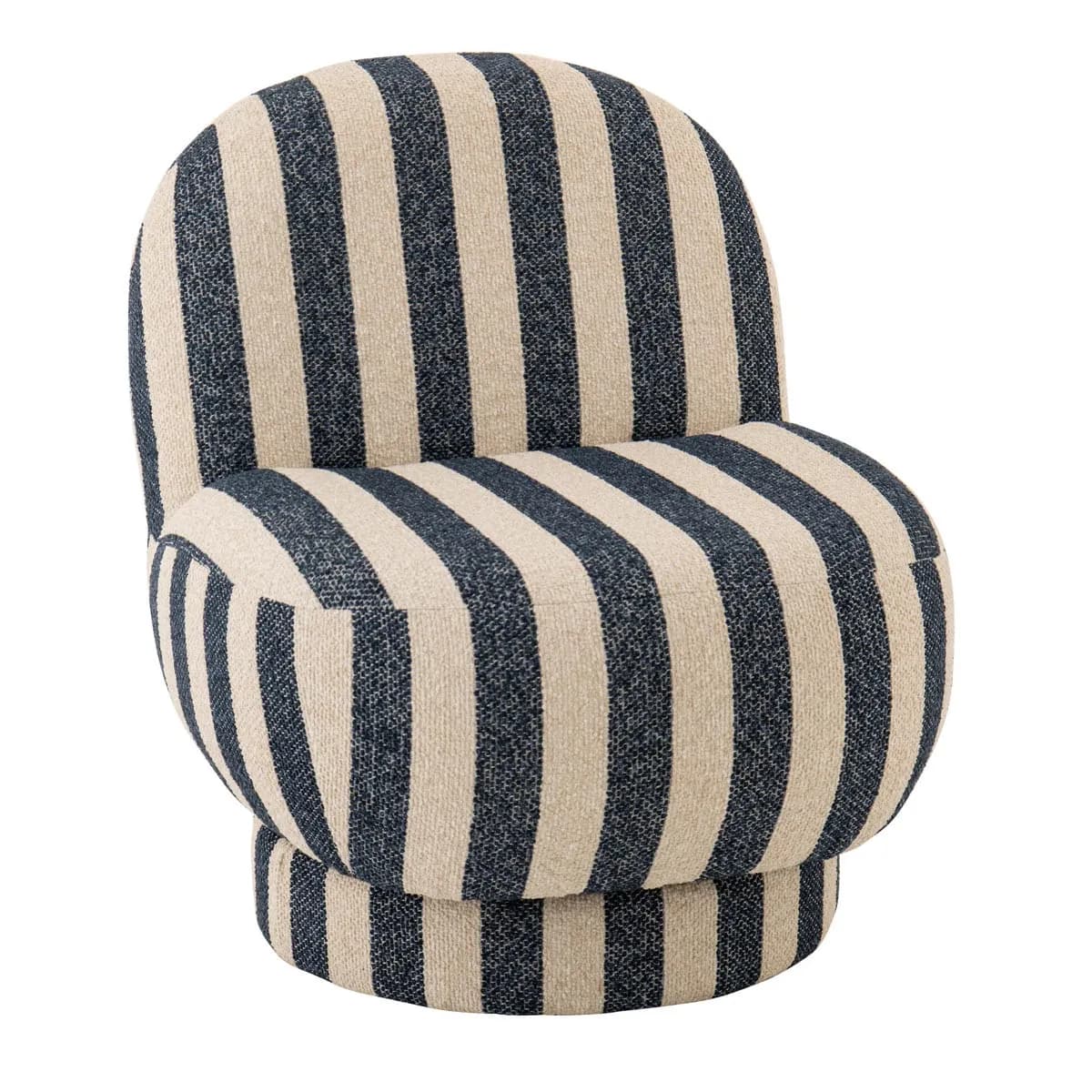 Fauteuil à Rayures Ligné 76cm Bleu & Blanc Cassé