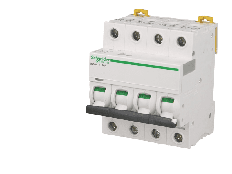 Disjoncteur modulaire tétrapolaire Schneider Acti9 iC60N 32A courbe C