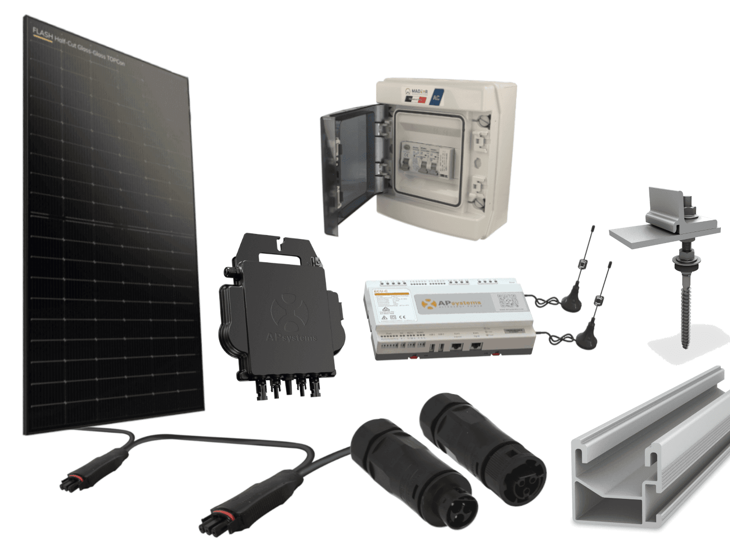 Kit 6 panneaux photovoltaïque pour tôle & fibrociment micro onduleur 3000Wc