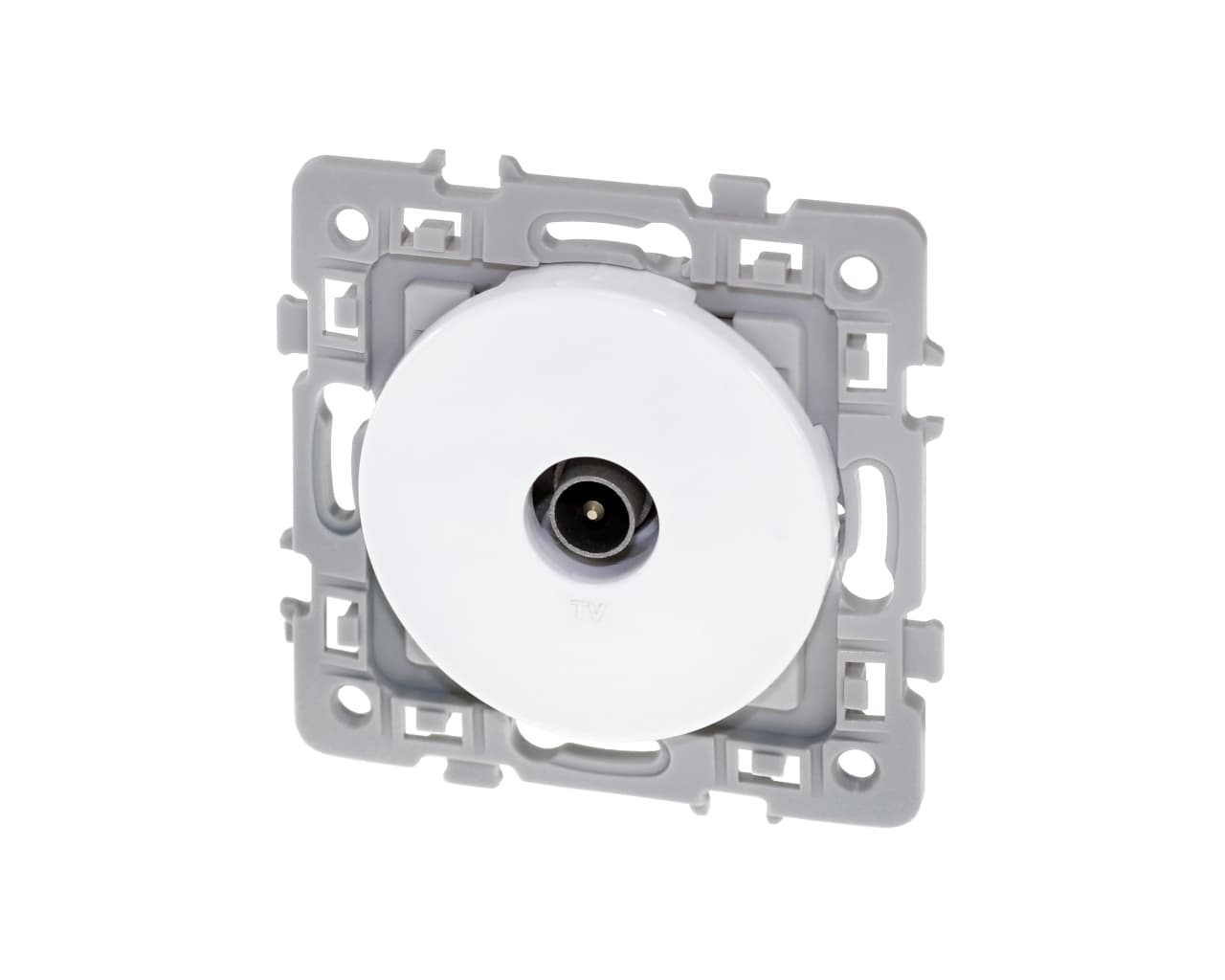 Prise TV coaxiale simple Blanc Eur'Ohm Square