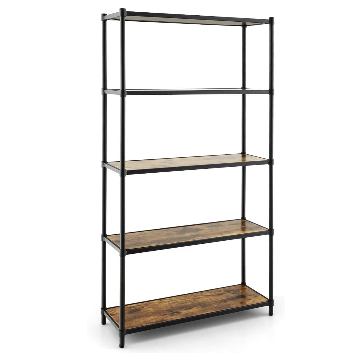 Bibliothèque Style Industriel à 5 Niveaux 80x29x154CM Étagère de Rangement avec Dispositifs Anti-bas