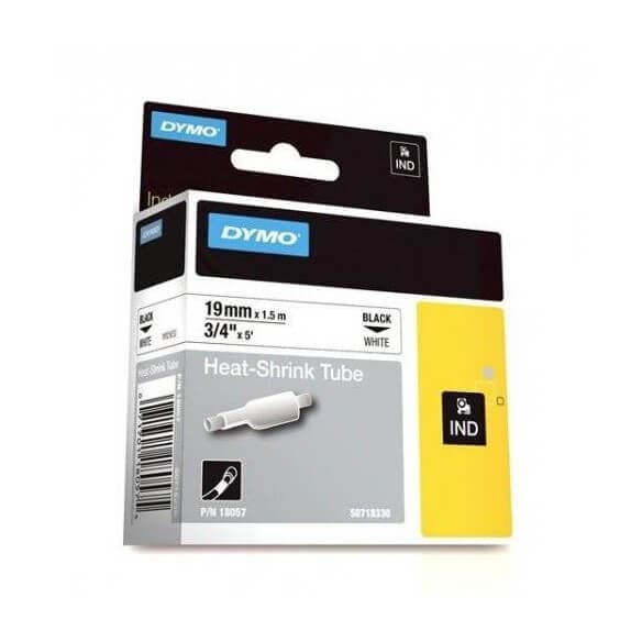 DYMO 18057 Rhino Gaine Thermo-rétractables Noir sur Blanc 19mm x 1.5m